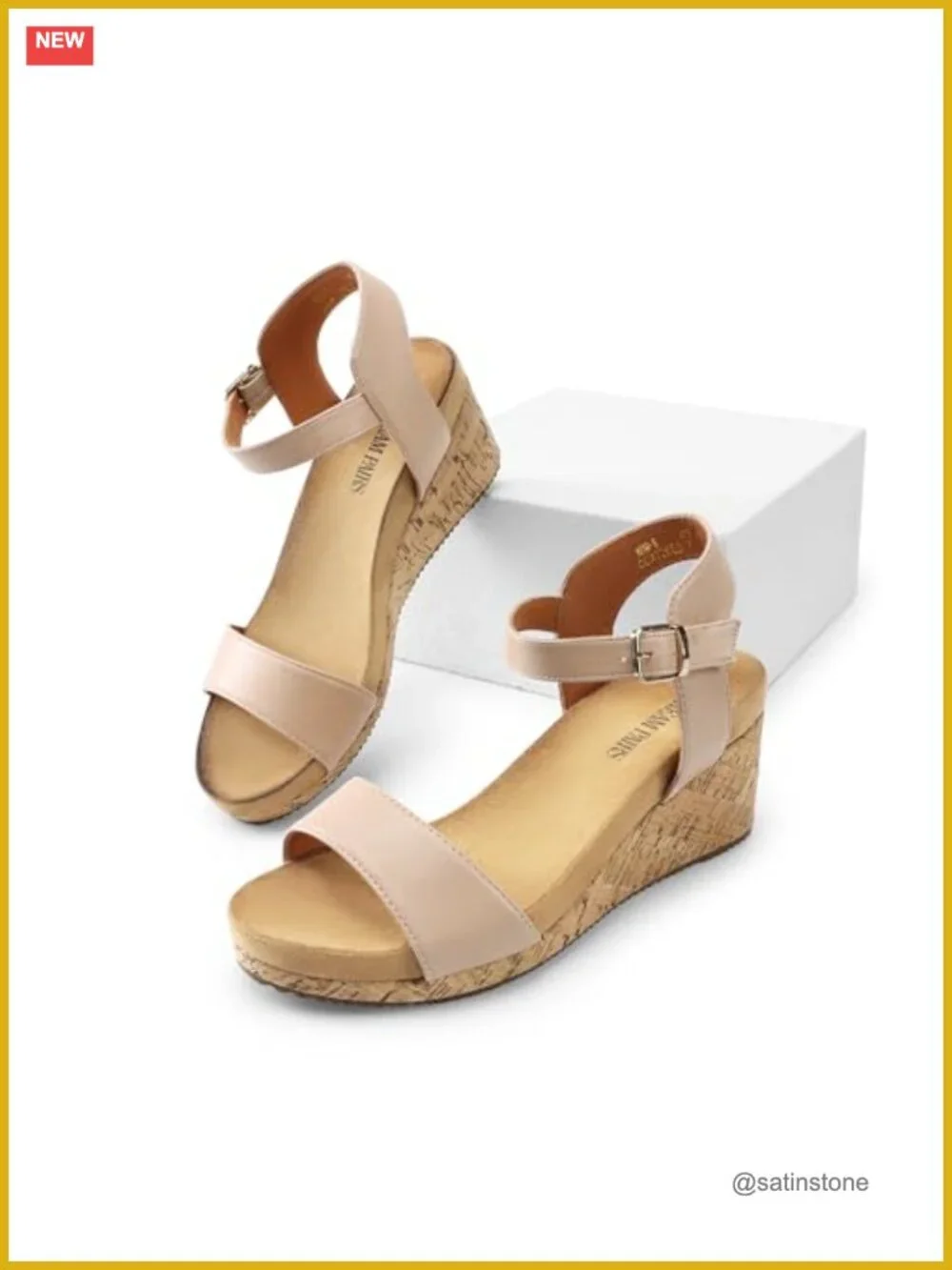 Women's Cushioned Platform Wedge Sandals Faux Leather Ankle Strap